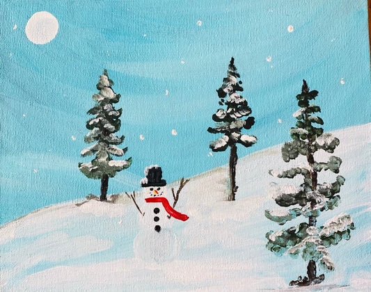 Winter Landscape with a Snowman