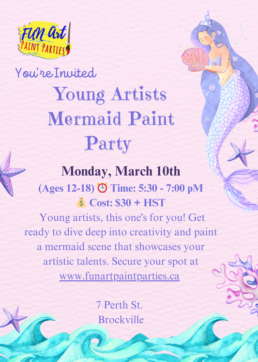 Young Artist Mermaid Paint Party Monday March 10th