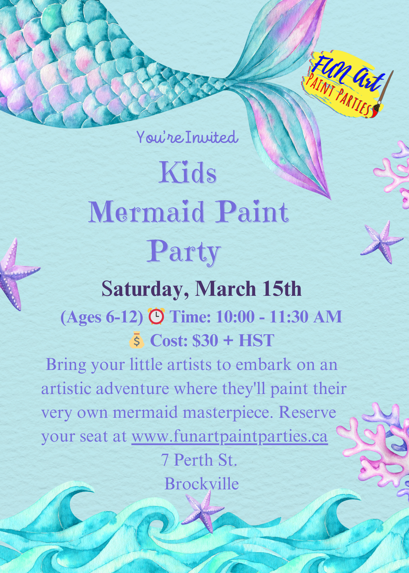 Kids Mermaid Paint Party March 15th