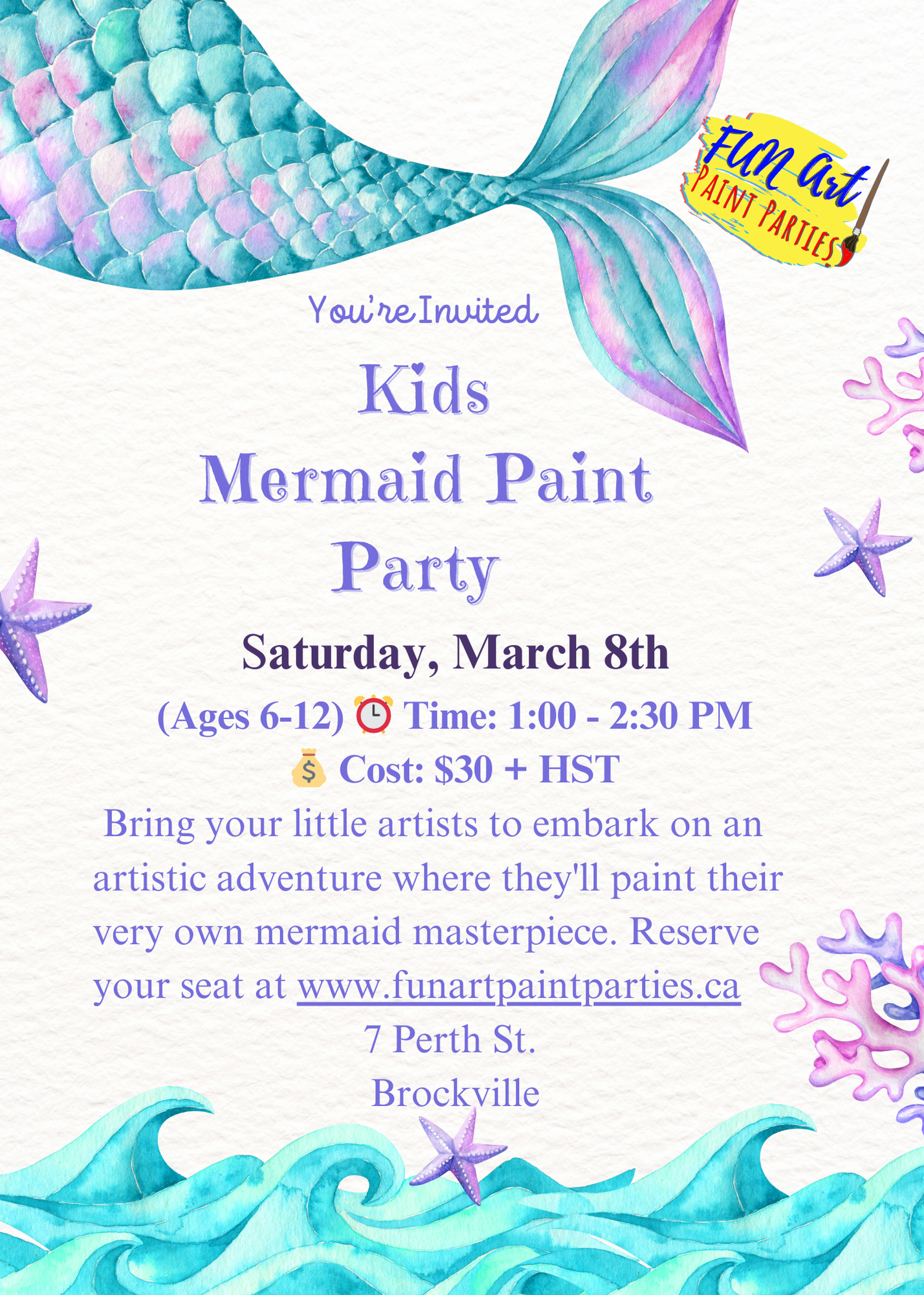 Kids Mermaid Paint Party March 8th